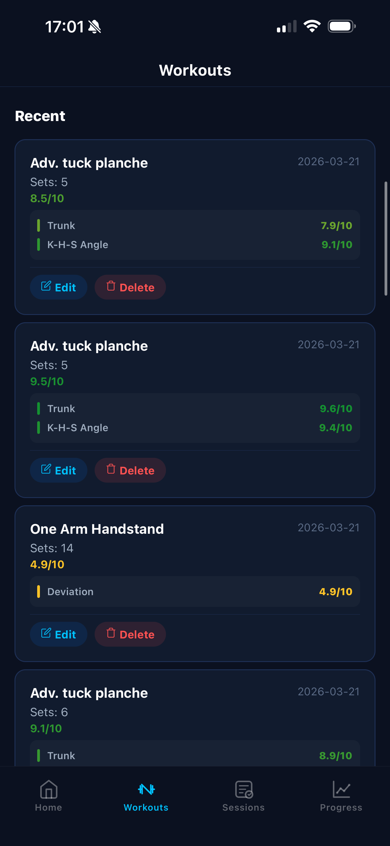 Modifier ou supprimer une séance